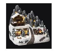 FEERIC LIGHTS & CHRISTMAS Pueblo de Navidad Refugio de montaña Animado 24 LED + Transformador