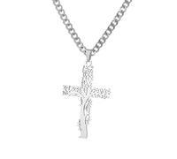 FEERIES Y MARAVILLAS Collar con colgante de cruz de árbol de la vida, cadena de acero inoxidable dorado, estilo cristiano, collar de cruz cristiana