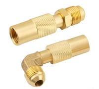 Feeshoppher 2 adaptadores de gas de latón codo y recto para parrillas de mesa de 17 y 22 pulgadas, accesorios compactos de conector de cocina al aire libre, amarillo