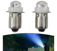 Feeshoppher 2 bombillas LED de repuesto P13.5S de 3 V, 4.5 V, 6 V, 0.5 W, 6000 K, luz blanca para linterna, base de metal plateado, 30.000 horas de vida útil (6 V)
