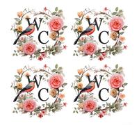 Feeshoppher 4 unids rosa floral puerta pegatinas PVC pared calcomanías 30x30cm elegante flor decoración para baño vidrio decoración del hogar