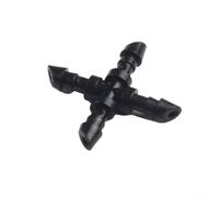 Feeshoppher 50 conectores de púas cruzadas de 4 mm de 4 vías para sistema de riego de jardín, junta de montaje de tubería de plástico PP para manguera de goteo de baja presión, tanque de lluvia de