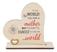 Feeshoppher Adorno de madera para el día de la madre con mensaje sincero para mamá, figura decorativa hecha a mano para el hogar, cumpleaños sentimental, 18 cm, madera artística para sala de estar