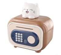 Feeshoppher Alcancía inteligente con rollo de dinero automático, contraseña electrónica segura para educación financiera de niños, caja de monedas ABS de gran capacidad para decoración del hogar (rosa