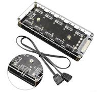 Feeshoppher ARGB 1 a 10 puertos Splitter Hub 5V 3 Pin tira LED ventilador enfriador luz tablero de distribución de energía para PC caso RGB Control de iluminación negro plástico 91x41x15mm