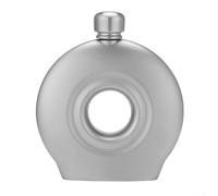 Feeshoppher Botella de vino de titanio puro de 180 ml con embudo, petaca ultraligera para camping, senderismo, viajes, botella de licor Ti gris a prueba de fugas con embudo oculto, 75 g (tapa Ti)