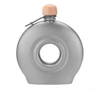 Feeshoppher Botella de vino de titanio puro de 180 ml con embudo, petaca ultraligera para camping, senderismo, viajes, botella de licor Ti gris a prueba de fugas con embudo oculto, 75 g (tapa de