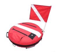 Feeshoppher Boya de entrenamiento de buceo con bandera de buceo, marcador de flotador de seguridad inflable para agua abierta, boya de nailon recubierto con compartimento de almacenamiento y 5 anillos