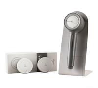 Feeshoppher Cabezal de ducha de alta presión, material ABS, gris, blanco, morado, suave, respetuoso con la piel, 230 boquillas ultrafinas, panel abatible de doble función para lluvia y modos de