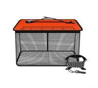 Feeshoppher Cesta de pesca flotante plegable con cuerda de 6 m, malla de nailon resistente al desgaste para pesca en arroyos de mar, trampa de alta flotabilidad para vivir bien (negro, 50 x 39 (35 cm