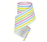 Feeshoppher Cinta de borde con alambre de Pascua con colorido estampado de huevo y conejo, 5 yardas de largo, 2.5 pulgadas de ancho, material de arpillera para envolver lazos de manualidades, diademas