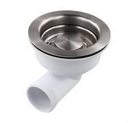 Feeshoppher Colador de fregadero de acero inoxidable con brida de polipropileno de 114 mm con cesta de 79 mm para gestión de residuos de cocina, se adapta a fregaderos de apertura de 83-90 mm, acento