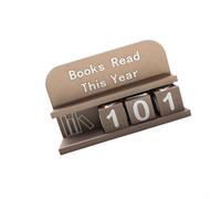 Feeshoppher Contador de lectura de libros, libros impresos en 3D, para leer este año, figura de plástico para libros, decoración de rincón de lectura, accesorio de escritorio compacto (color madera)