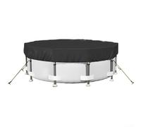 Feeshoppher Cubierta redonda para alberca instalada sobre el suelo, tela Oxford 420D con correas y clavos resistentes al viento para piscinas al aire libre, protección contra desechos de hojas, color