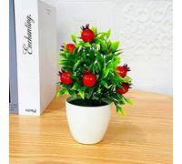 Feeshoppher Decoración de bonsái artificial en maceta con árbol de espuma de plástico para el hogar, jardín, boda, fiesta, oficina, decoración de mesa en pimienta, rojo, naranja, granada, estilo