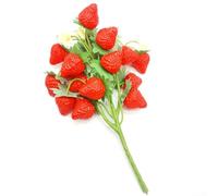 Feeshoppher Decoraciones artificiales de frutas de fresa, paquete de 2 unidades de espuma y plástico, centro de mesa realista de granja para cocina, sala de estar, dormitorio, fiesta rústica, boda