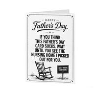 Feeshoppher Divertida tarjeta para el día del padre con broma sarcástica en el hogar de ancianos, divertida tarjeta de felicitación para papá, papel de acabado mate premium, tamaño A7 estándar de 5.9