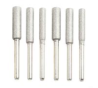Feeshoppher Emery - Juego de 6 afiladores de motosierra giratorios plateados de 4 mm, 4,8 mm, 5,5 mm para afilar cadena eficiente, pulido y desbarbado en madera de jade, acero y plástico, adecuado