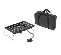 Feeshoppher Estufa de camping portátil de 6000 W Cocina de gas isobutano de mesa con acabado de titanio de acero inoxidable 304 para picnic al aire libre, barbacoa, senderismo, mochilero (negro)