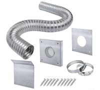 Feeshoppher Estufa de pellets Kit de admisión de aire fresco Estufas de pellets exterior Kit de aire Estufa de pellets Juego de tubos de estufa con pantalla de panel de pared Tornillos de placa a