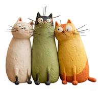 Feeshoppher Figura de gato de resina hecha a mano, estatua minimalista de animales para decoración del hogar, bonito adorno de gatito para estantes, escritorio, mesa de oficina, arte moderno para los