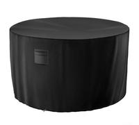 Feeshoppher Funda redonda para muebles de jardín al aire libre, Oxford 600D, impermeable, funda protectora para mesa de patio con correas ajustables, diseño resistente al viento, negro, 48 x 28