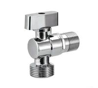 Feeshoppher Grifo de válvula de esquina de aleación de zinc cromado pulido, válvula de tope de ángulo de 1/2 x 3/4 pulgadas para fontanería de baño, cocina, grifo de cierre de agua plateado con diseño
