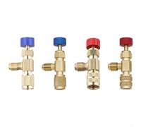 Feeshoppher Juego de 4 adaptadores de aire acondicionado para sistemas R410A y R22 con válvula de seguridad anticongelante manual, construcción de latón y plástico, diseño de rotación de carga