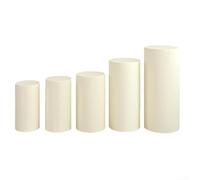 Feeshoppher Juego de 5 fundas de soporte cilíndrico para pedestal S/M/L/XL/XXL, de poliéster elástico, resistente a las arrugas, para boda, cumpleaños, baby shower, graduación, Navidad, Año Nuevo