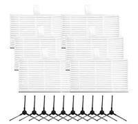 Feeshoppher Juego de cepillos laterales y filtros para robot aspirador GRUNDIG VCR 2330, accesorios de repuesto incluye 4 filtros, 4 cepillos laterales o 6 filtros, 10 cepillos laterales eficaces F (B