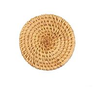 Feeshoppher Juego de posavasos de ratán y manteles individuales de paja con almohadillas tejidas de aislamiento térmico, manteles naturales para tazas de té, cuencos y ollas en varios tamaños, protege