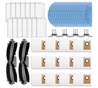 Feeshoppher Kit de piezas de repuesto para ECOVACS Y1 Pro: 2 cepillos principales, 12 cepillos laterales, 14, 20 paños de fregona y 12 bolsas de polvo para accesorios de robot aspirador