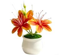 Feeshoppher Maceta artificial de jazmín, planta falsa realista con pétalos suaves, arreglo floral sintético de 10,5 cm para decoración del hogar, centros de mesa de boda, jardín al aire libre y