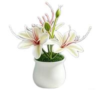 Feeshoppher Maceta artificial de jazmín, planta falsa realista con pétalos suaves, arreglo floral sintético de 10,5 cm para decoración del hogar, centros de mesa de boda, jardín al aire libre y