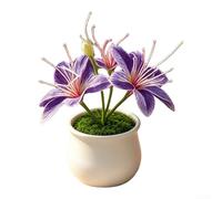 Feeshoppher Maceta artificial de jazmín, planta falsa realista con pétalos suaves, arreglo floral sintético de 10,5 cm para decoración del hogar, centros de mesa de boda, jardín al aire libre y