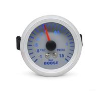 Feeshoppher Medidor de coche LED de cara plateada de 52 mm para Turbo Boost, vacío, temperatura del agua y del aceite, instrumento automotriz de 12 V con pantalla de retroiluminación azul (barra de