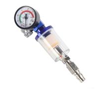 Feeshoppher Medidor de regulador de aire con filtro separador de agua y aceite y adaptador de 1/4 pulgadas para herramientas neumáticas y control de humedad del aerógrafo con cuenco transparente para