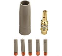 Feeshoppher MIG - Juego de boquillas de soldadura para soplete 15AK con protección de revestimiento y diseño de gas sin aire, taza de aluminio de aviación y soporte de punta de cobre de alta pureza