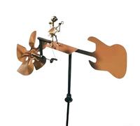 Feeshoppher Molino de viento de metal hecho a mano con forma de guitarra giratoria y figura de músico para decoración caprichosa de patio o patio al aire libre