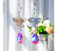Feeshoppher Paquete de 2 atrapasueños de elefante con cuentas de piedras preciosas coloridas, adorno colgante de ventana brillante de 8.7 pulgadas para decoración del hogar, jardín, patio, fabricante