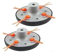 Feeshoppher Paquete de 2 cabezales de recortadora de cuerda con 8 líneas giratorias, corte de césped 2 en 1 y adaptador de cepillo para recortadoras de gas de eje curvado y recto