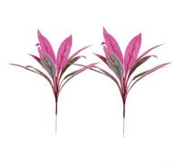 Feeshoppher Paquete de 2 plantas artificiales de Boston y sangre de dragón, follaje tropical falso con protección UV de 53 cm con hojas rojas y moradas realistas para decoración al aire libre, jardín