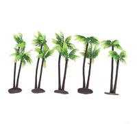 Feeshoppher Paquete de 5 palmeras de coco de plástico de 12 cm, plantas artificiales para terrarios de bricolaje, jardín, musgo, acuario, casa de muñecas, decoración de paisaje