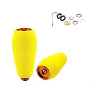 Feeshoppher Pomo de carrete de pesca para espátula Daiwa y mango de metal EVA parte de repuesto con rodamientos y llave, amarillo (2 juegos dorados)
