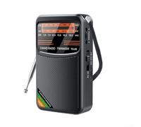 Feeshoppher Radio de Mano de Bolsillo, Am/FM/SW Radio portátil de Mano con Altavoz de 3 W y batería Recargable de Larga duración para Amantes de la música (Negro)