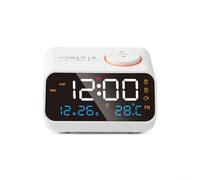 Feeshoppher Radios Reloj despertador LED Radio Reloj despertador digital Radios FM Reloj con calendario digital Temperatura Humedad Sensor de visualización (Blanco)