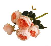 Feeshoppher Ramo de flores artificiales de seda de peonía de 5 cabezas, flores falsas realistas de 30 cm con pétalos en capas para centros de mesa de boda, decoración del hogar, accesorios de