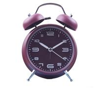 Feeshoppher Reloj despertador vintage de doble campana de 4 pulgadas, de metal, analógico, cuarzo, movimiento de barrido silencioso, alarma fuerte, luz nocturna, funciona con pilas, reloj de mesa para
