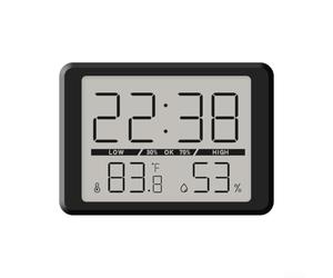Feeshoppher Reloj digital de pared con pantalla grande, monitor de temperatura y humedad, termómetro higrómetro para interior operado para hogar, oficina, cocina, soporte de escritorio o mouse de
