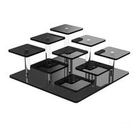 Feeshoppher Soporte de exhibición transparente de acrílico de 9 niveles con diseño desmontable y elevador de múltiples capas para cupcakes, perfumes, joyas, coleccionables, cifras para decoración del